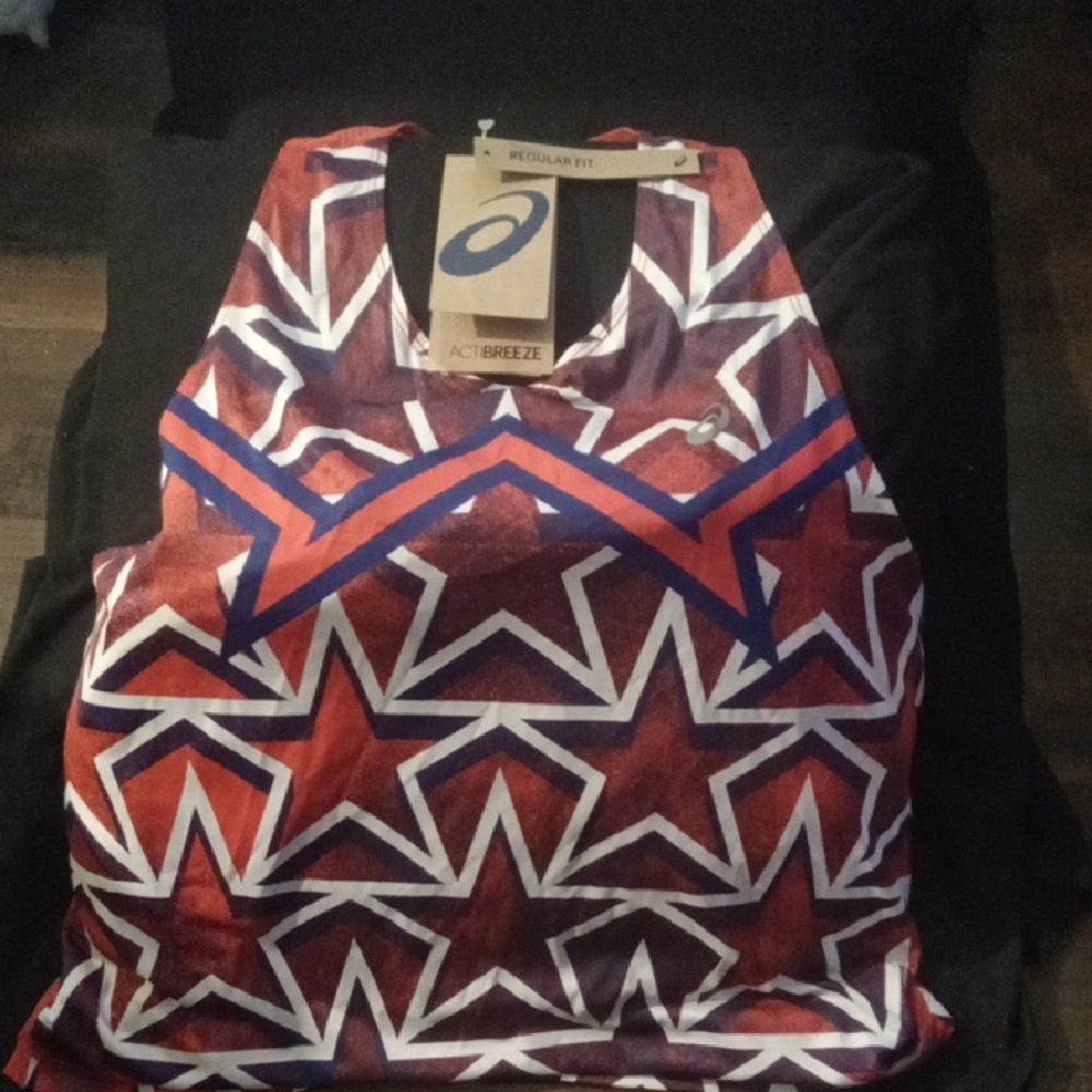 Asics Red and Blue Star Pattern Tank Top